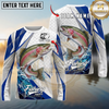 Maxcorners Fishing White Scale Pattern Personalized Name, Team Name Long Sleeve Shirt (9 Breeds)