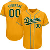 Maxcorners Custom Gold Green-White Authentic Baseball Jersey LM2605