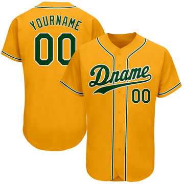 Maxcorners Custom Gold Green-White Authentic Baseball Jersey LM2605