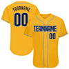 Maxcorners Custom Gold Navy-Light Blue Authentic Baseball Jersey LM2605