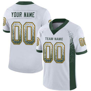 Maxcorners Custom White Green-Gold Drift Fashion Football Jersey LM2605