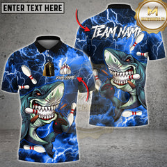 Maxcorners Bowling Shirt Shark Bowling Ball Lightning Graphic Multioptions Personalized Name Team Name 3D Shirt (4 Colors)