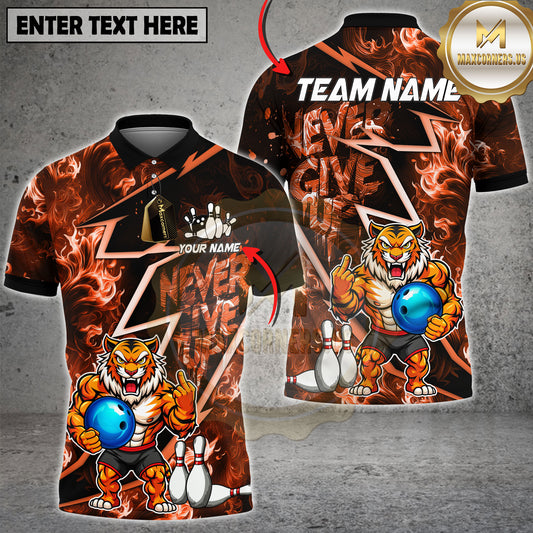 Maxcorners Tiger Bowling Shirt Fierce Animal Street Graffiti Multicolor Options Personalized Name, Team Name 3D Shirt (2 Colors)