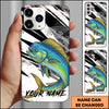 Maxcorners Fishing Black White Abstract Brush Strokes Personalized Name Phone Case (10 Fish Species)