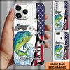 Maxcorners Fishing American Flag Patriotic Water Splash Personalized Name Phone Case (10 Fish Species)