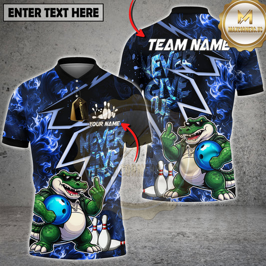 Maxcorners Alligator Bowling Shirt Cool Cartoon Street Style Multicolor Options Personalized Name, Team Name 3D Shirt (2 Colors)