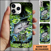 Maxcorners Fishing Neon Green Honeycomb Water Splash Personalized Name Phone Case (10 Fish Species)