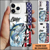 Maxcorners Fishing American Flag Patriotic Water Splash Personalized Name Phone Case (10 Fish Species)