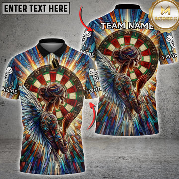 Maxcorners Darts Shirt Angel Prayer Stained Glass Dartboard Design Multioptions Personalized Name Team Name 3D Shirt