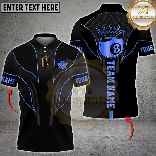 Maxcorners Billiard Royal 8 Ball Elite Multicolor Options Personalized Name, Team Name 3D Shirt (4 Colors)