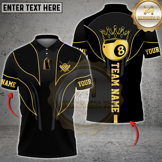 Maxcorners Billiard Royal 8 Ball Elite Multicolor Options Personalized Name, Team Name 3D Shirt (4 Colors)