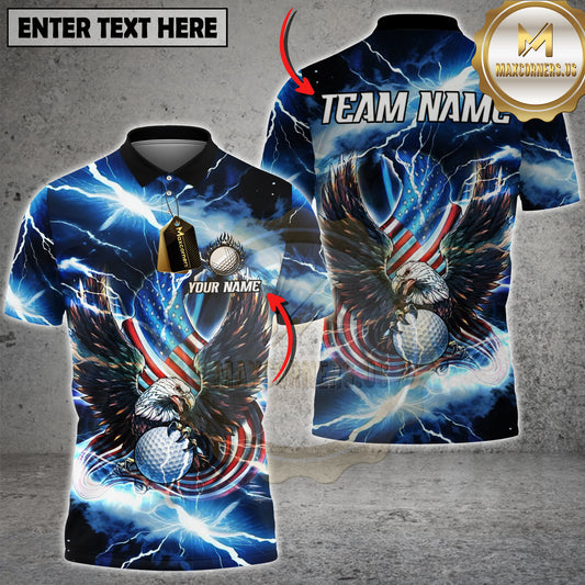Maxcorners Golf Eagle USA Power Swing Multicolor Options Personalized Name, Team Name 3D Shirt