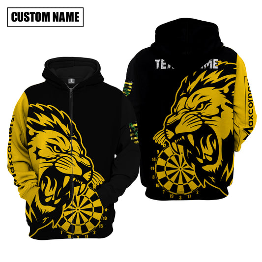 Maxcorners Dart Wild Lion Bold Style Multicolor Options Personalized Name, Team Name 3D Shirt For Thomas
