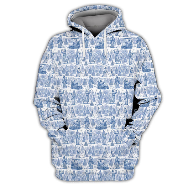 Maxcorners Christmas Golf Shirt, Pattern Golf Shirt For Men, Toile De Jouy Shirt, Jesus Golf Shirt For Golfer