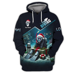 Maxcorners Custom Scuba Diving Christmas 3D Shirt Personalized Name Gift For Diver Lovers LM2111