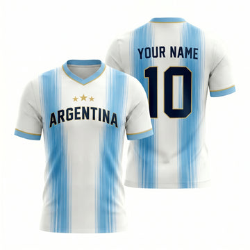Maxcorners Argentina Sky Blue Soccer Jersey Custom Name & Number
