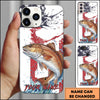 Maxcorners Fishing Patriotic Paint Splash Water Effect Personalized Name Phone Case (10 Fish Species)