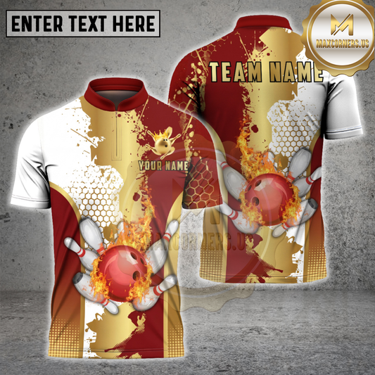 Maxcorners Bowling Ball Splatter Paint Hexagon Texture Multicolor Options Personalized Name, Team Name 3D Shirt (4 Colors)