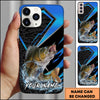 Maxcorners Fishing Electric Blue Arrow Pattern Splash Personalized Name Phone Case (10 Fish Species)