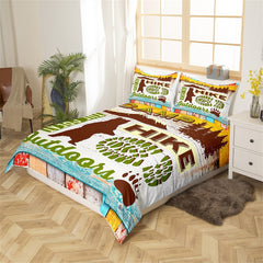 Maxcorners Camping Hiking Duvet Cover Set, Handmade Rustic Farmhouse Bedding for Outdoor Sports Theme Room Decor