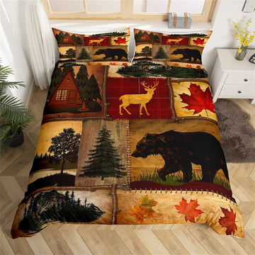 Maxcorners Patchwork Rustic Camping Bedding Set