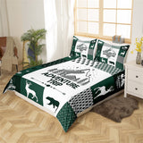Maxcorners Nature Adventure Trip Green Plaid Bedding Set