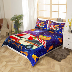 Maxcorners Cartoon Dining Car Duvet Cover, Hot Dog Hamburger Fried Chicken Bedding Set