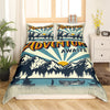 Maxcorners Nature Adventure Duvet Cover, Jungle Tree Mount Lake Boat Bedding Set