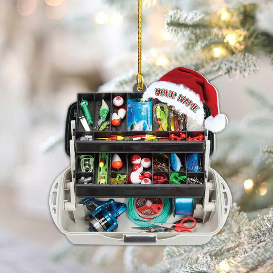 Maxcorners Custom Tackle Box Acrylic Xmas Ornaments, Presents For Fishing Lovers, Fishing Ornament