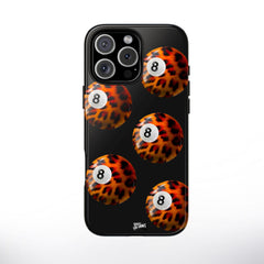 Maxcorners Billiards Leopard orange Print 8 Ball 
 Full Wrap Phone Case LM1012