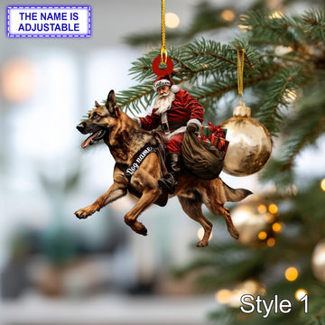 Maxcorners Santa Riding German Shepherd Christmas Ornament â€“ Funny Dog Lover Tree Hanging Decoration, Holiday Pet Gift, Custom German Shepherd Ornament
2D Flat LM2511