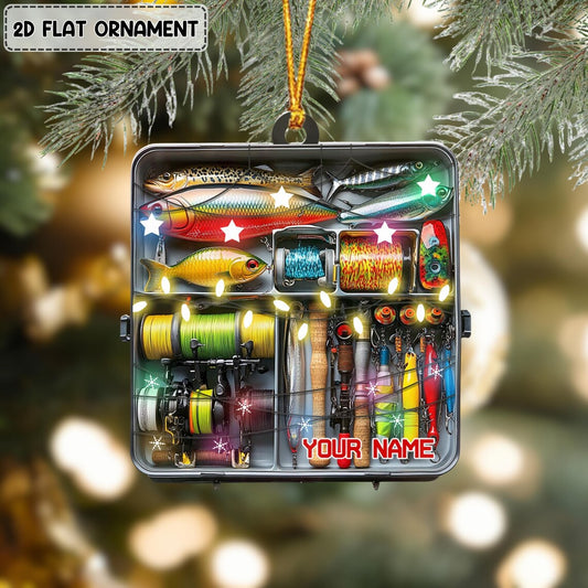 Maxcorners Custom Fishing Tackle Box Acrylic Ornament, Christmas Ornaments For Men, Christmas Tree Decor