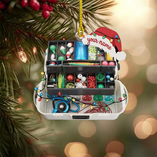 Maxcorners Custom Name Fishing Tackle Box Acrylic Ornament, Fishing Christmas Ornaments, Fisherman Gift