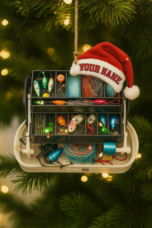 Maxcorners Personalized Tackle Box Fishing Christmas Ornaments, Fisherman Christmas Gift, Fishing Ornament