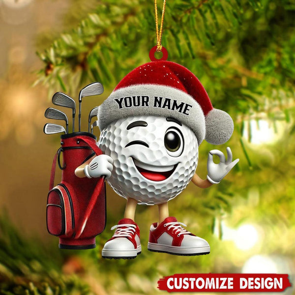 Maxcorners Funny Golf Ball Xmas Ornament, Golf Player Custom Name Golf Keychain, Golf Accessories, Christmas Golf Gift