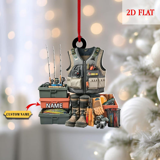 Maxcorners Custom Name Fisherman Christmas Acrylic Ornament, Fishing Ornament, Christmas Tree Decor
