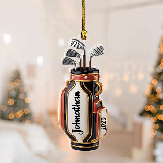 Maxcorners Personalized Golf Bag Xmas Ornament, Golf Accessories, Christmas Golf Gift