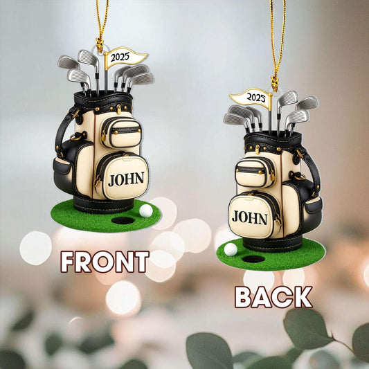 Maxcorners Personalized Golf Bag Flat Ornament Golf Accessories, Christmas Golf Gift