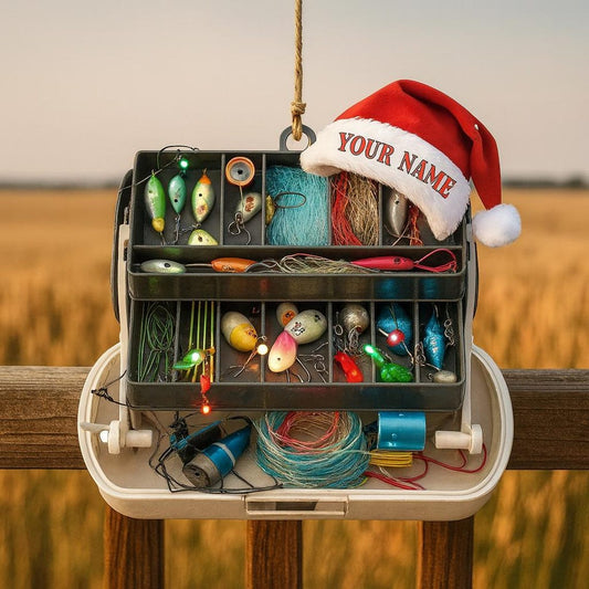 Maxcorners Personalized Tackle Box Fishing Christmas Ornaments, Fisherman Christmas Gift, Fishing Ornament