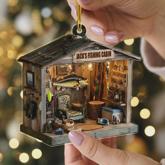 Maxcorners Fishing Cabin Custom Acrylic Ornament, Fishing Ornament, Gift For Fisherman, Christmas Tree Decor