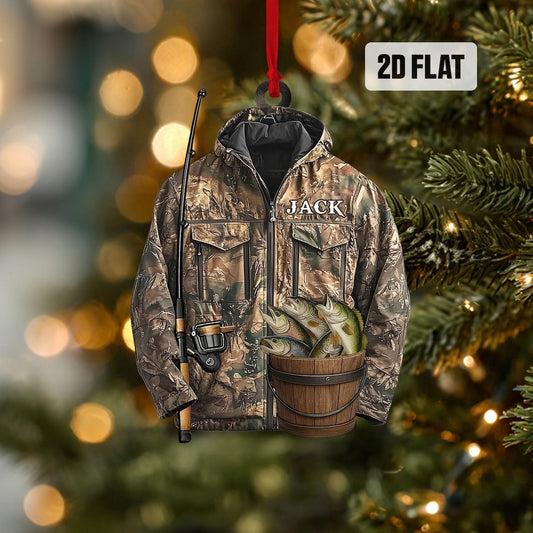 Maxcorners Fishing Jacket Acrylic Xmas Ornaments, Presents For Fishing Lovers, Fishing Ornament