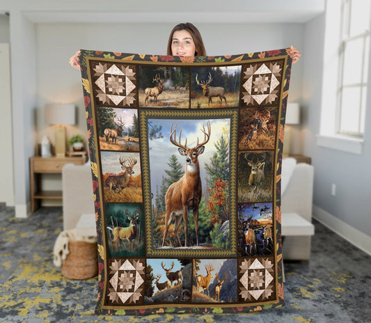 Maxcorners Vintage Deer Hunting Woven Throw Blanket: Wildlife Tapestry
 LM1611