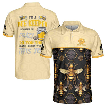 Maxcorners Custom Name I'm A Bee Keeper Beehive Men's Polo Shirt  LM1304