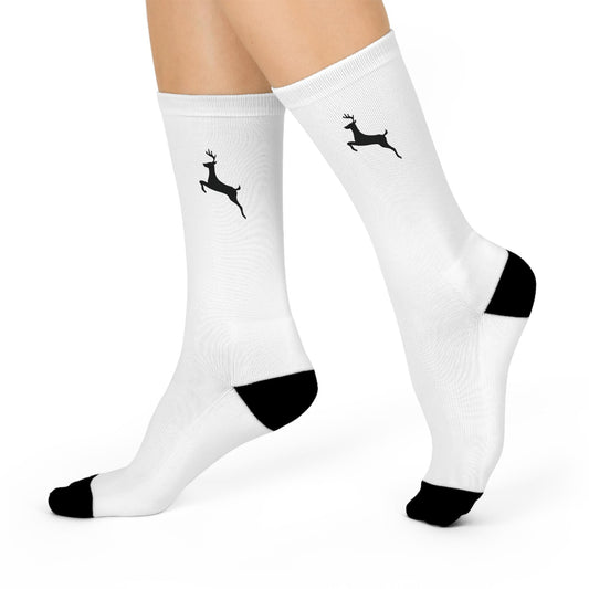Maxcorners Deer Festive Cushioned Crew Socks with Reindeer Design, Cozy Winter Wear, Christmas Gift, Holiday Comfort, Cute Animal Socks, Perfect Home LM2611