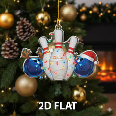 Maxcorners Personalized 2D Flat Bowling Ornament, Custom Bowler Christmas Gift, Bowling Pins Holiday Decoration, League Player Xmas Tree Keepsake LM1111