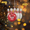 Maxcorners Personalized Bowling 2D Flat Ornament 2025, Custom Name Christmas Ornament, Bowling Ball and Pins Decor, Gift for Bowler or Bowling Team LM1111