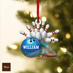 Maxcorners PERSONALIZABLE Bowling Ornament, Custom Name Xmas Tree Decor, Bowler Gift for Kids Teens Adults, CUSTOMIZABLE Sports Gift for Family Friends
 LM1111
