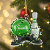 Maxcorners Personalized Bowling Player Christmas Ornament, Custom Name Bowling Christmas Tree Decor, Bowling Acrylic, Christmas Gift For Bowling Lover
 LM1111