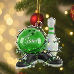 Maxcorners Personalized Bowling Player Christmas Ornament, Custom Name Bowling Christmas Tree Decor, Bowling Acrylic, Christmas Gift For Bowling Lover
 LM1111