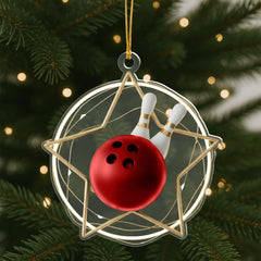 Maxcorners Star Bowling Ball Ornament, Personalized Bowler Christmas Gift, Custom Name Bowling Pin Xmas Decor, Sports Keepsake for Team
 LM1111